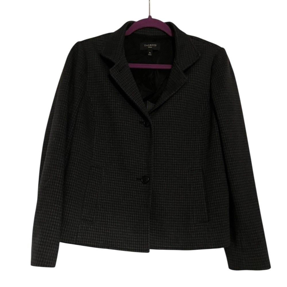 Talbots Houndstooth Ponte Knit Blazer Women’s Medium Petite‎ – Classic